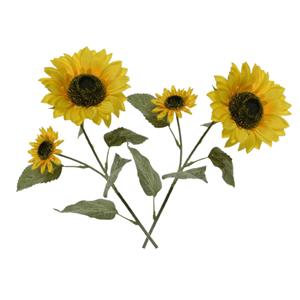 Bellatio flowers & plants 5x stuks gele zonnebloemen kunstbloemen/kunsttakken 72 cm -
