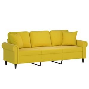 vidaXL Driezitsbank met sierkussens 180 cm fluweel geel