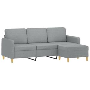 vidaXL Driezitsbank met voetenbank 180 cm stof lichtgrijs