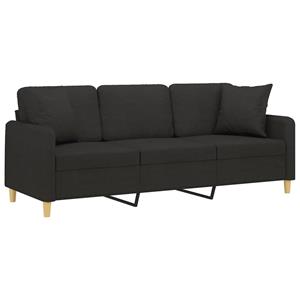 vidaXL Driezitsbank met sierkussens 180 cm stof zwart