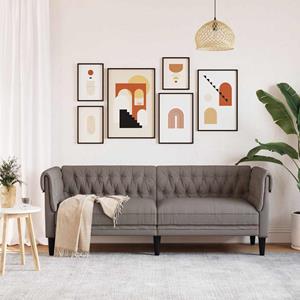 vidaXL Driezitsbank Chesterfield-stijl stof taupe