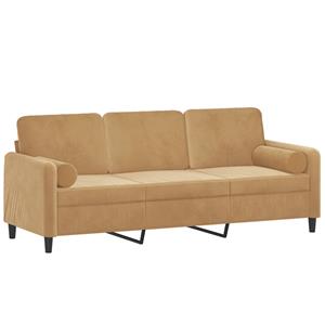 vidaXL Driezitsbank met sierkussens 180 cm fluweel bruin