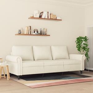 vidaXL Driezitsbank 180 cm fluweel crèmekleurig