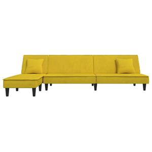 vidaXL Slaapbank L-vormig 255x140x70 cm fluweel geel