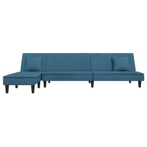 vidaXL Slaapbank L-vormig 255x140x70 cm fluweel blauw