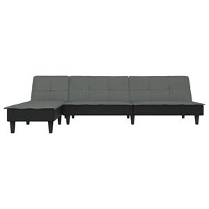 vidaXL Slaapbank L-vormig 255x140x70 cm stof donkergrijs