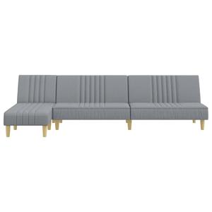 vidaXL Slaapbank L-vormig 255x140x70 cm stof lichtgrijs