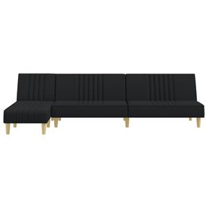 vidaXL Slaapbank L-vormig 255x140x70 cm fluweel zwart