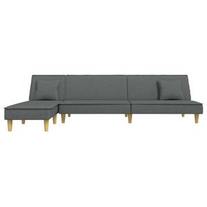 vidaXL Slaapbank L-vormig 255x140x70 cm stof donkergrijs