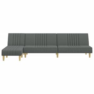 vidaXL Slaapbank L-vormig 255x140x70 cm stof donkergrijs