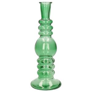 Merkloos Kaarsen kandelaar Florence - groen glas - helder - D8,5 x H23 cm -