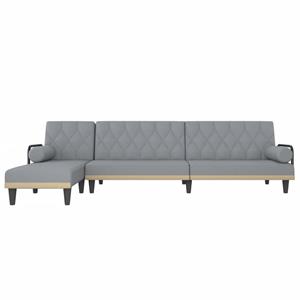 vidaXL Slaapbank L-vormig 260x140x70 cm stof lichtgrijs