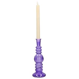 Merkloos Kaarsen kandelaar Florence - paars glas - helder - D8,5 x H23 cm -
