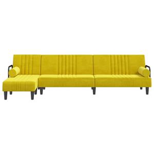 vidaXL Slaapbank L-vormig 260x140x70 cm fluweel geel