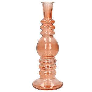 Merkloos Kaarsen kandelaar Florence - zacht oranje glas - helder - D8,5 x H23 cm -
