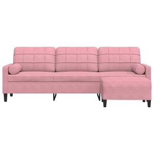 vidaXL Driezitsbank met voetenbank 210 cm fluweel roze