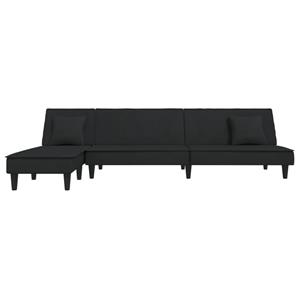 vidaXL Slaapbank L-vormig 255x140x70 cm fluweel zwart