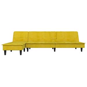 vidaXL Slaapbank L-vormig 255x140x70 cm fluweel geel