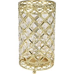 Excellent Houseware Windlicht/kaarsenhouder op pootjes - goud - metaal - 11 x 20 cm -