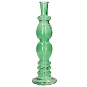 Merkloos Kaarsen kandelaar Florence - groen glas - helder - D9 x H28 cm -