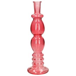 Merkloos Kaarsen kandelaar Florence - koraal rood glas - helder - D9 x H28 cm -