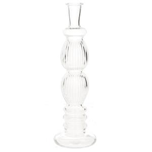 Merkloos Kaarsen kandelaar Florence - transparant glas - ribbel - D9 x H28 cm -