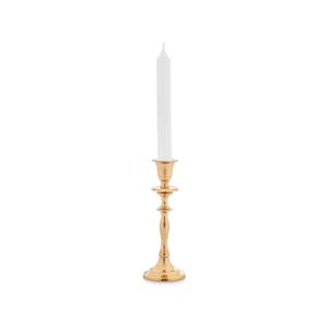 Giftdecor Kaarsen kandelaar van decoratief metaal - voor dinerkaarsen - goud - D8 x H20 cm -