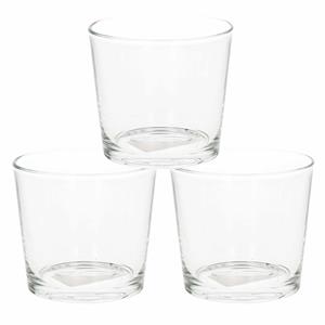 Merkloos Theelichthouder - 3x - 10 x 9 cm - glas - waxinelichthouder - kaarsenhouder -