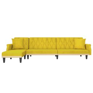 vidaXL Slaapbank L-vormig 271x140x70 cm fluweel geel