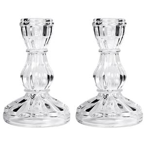 Concorde Kaarsen kandelaar - 2x - 7 x 11 cm - decoratief glas - dinerkaarsen standaard -