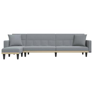 vidaXL Slaapbank L-vormig 275x140x70 cm stof lichtgrijs