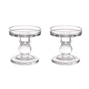 Giftdecor Kaarsen kandelaar van decoratief glas - 2x - voor stompkaarsen - D8.5 x H9 cm -