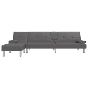 vidaXL Slaapbank L-vormig 255x140x70 cm kunstleer grijs