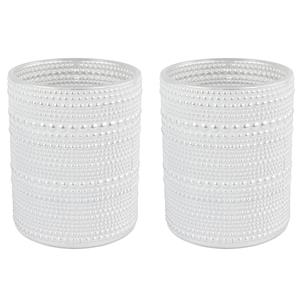 Countryfield 2x stuks luxe theelichthouder/kaarsenhouder - parel wit/zilver - glas - D7 x H8 cm -