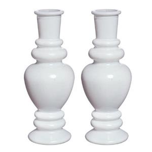 Ideas 4 Seasons Kaarsen kandelaar Venice - 2x - gekleurd glas - glans wit - D5,7 x H15 cm -