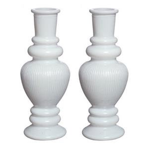 Ideas 4 Seasons Kaarsen kandelaar Venice - 2x - gekleurd glas - ribbel wit - D5,7 x H15 cm -