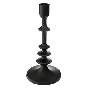 Atmosphera kaarsen kandelaar - decoratief metaal - dinerkaarsen - zwart - D12 x H26 cm -