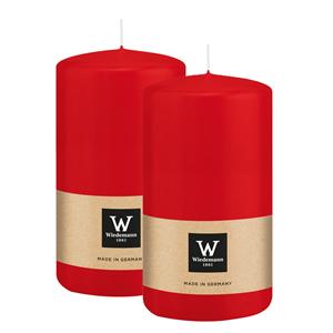 Wiedemann Cilinderkaars/stompkaars - 2x - rood - 12 x 6 cm - 33 branduren -