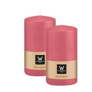 Wiedemann Cilinderkaars/stompkaars - 2x - roze - 12 x 6 cm - 33 branduren -