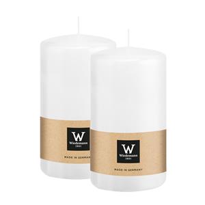 Wiedemann Cilinderkaars/stompkaars - 2x - wit - 12 x 6 cm - 33 branduren -