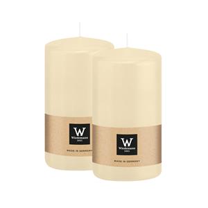 Wiedemann Cilinderkaars/stompkaars - 2x - creme wit - 12 x 6 cm - 33 branduren -