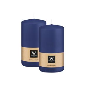 Wiedemann Cilinderkaars/stompkaars - 2x - donkerblauw - 12 x 6 cm - 33 branduren -