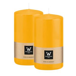 Wiedemann Cilinderkaars/stompkaars - 2x - geel - 12 x 6 cm - 33 branduren -
