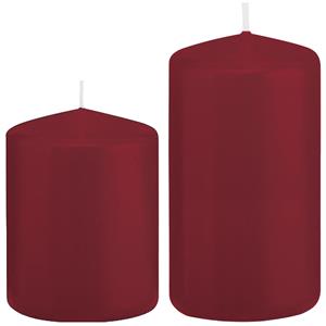 Trend Candles Stompkaarsen set van 2x stuks bordeaux rood 8 en 12 cm -