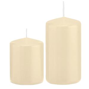 Trend Candles Stompkaarsen set van 2x stuks creme wit 8 en 12 cm -