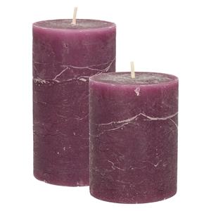 Merkloos Stompkaarsen/cilinderkaarsen set - 2x - bordeaux rood - rustiek model -