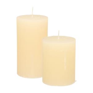 Merkloos Stompkaarsen/cilinderkaarsen set - 2x - ivoor wit - rustiek model -