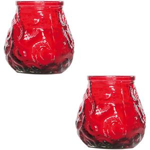 Cosy & Trendy 2x Rode mini lowboy tafelkaarsen 7 cm 17 branduren -