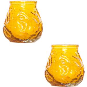 Cosy & Trendy 2x Gele mini lowboy tafelkaarsen 7 cm 17 branduren -