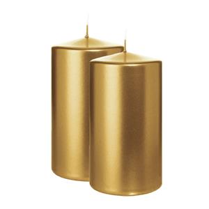 Wiedemann Cilinderkaars/stompkaars - 2x - metallic goud - 13 x 7 cm - 52 branduren -